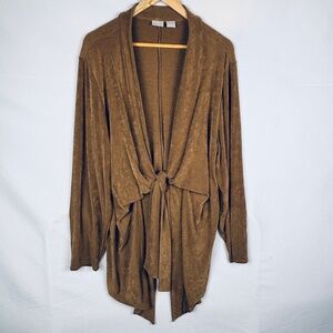 Chico's Womens Travelers Tie Front Duster Jacket /Cardigan Sz 4 = 20/22 Slinky